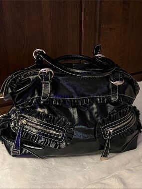 Gucci Black Ruffle SABRINA Patent Leather Tote 2007 Style 991372 /Y2K Tom Ford